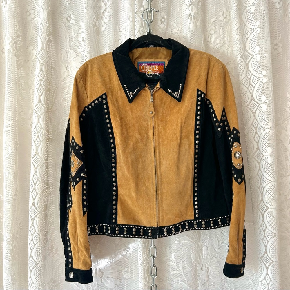Vintage 1990's Two Toned Studded Suede Jacket!
